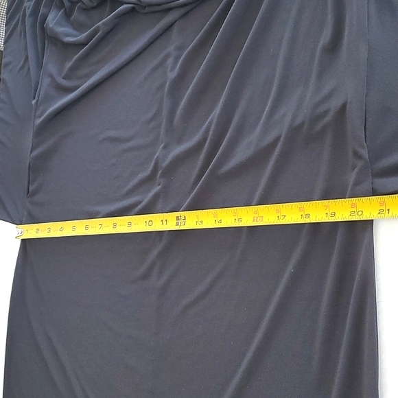 Lori M Black Cold Shoulder Cutout Drape Neckline Wide Sleeve Dress Large - Picture 10 of 12
